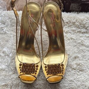 Stylish Gold Embellished Heels